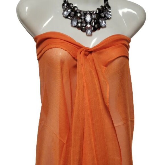 Deep Orange and Black Large Pareo Scarf or Sarong NEW - Picture 2 of 6